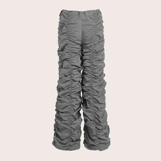 Drawstring Waist Ruched Parachute Pants