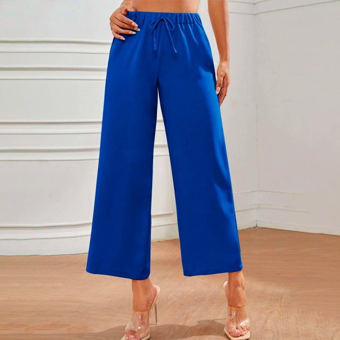 Petite High Waist Knot Front Wide Leg Pants