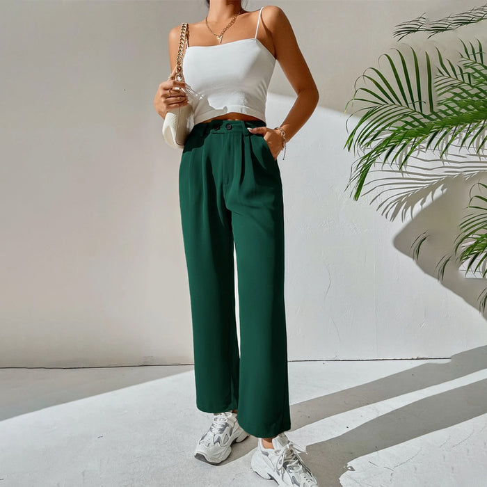 High Waist Plicated Detail Casual Pants