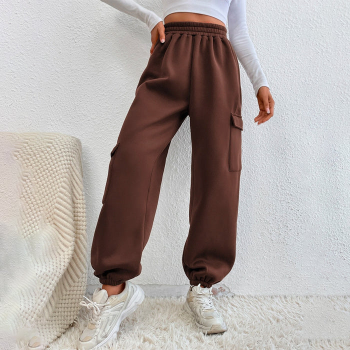 Flap Pocket Side Elastic Waist Casual Sweatpants