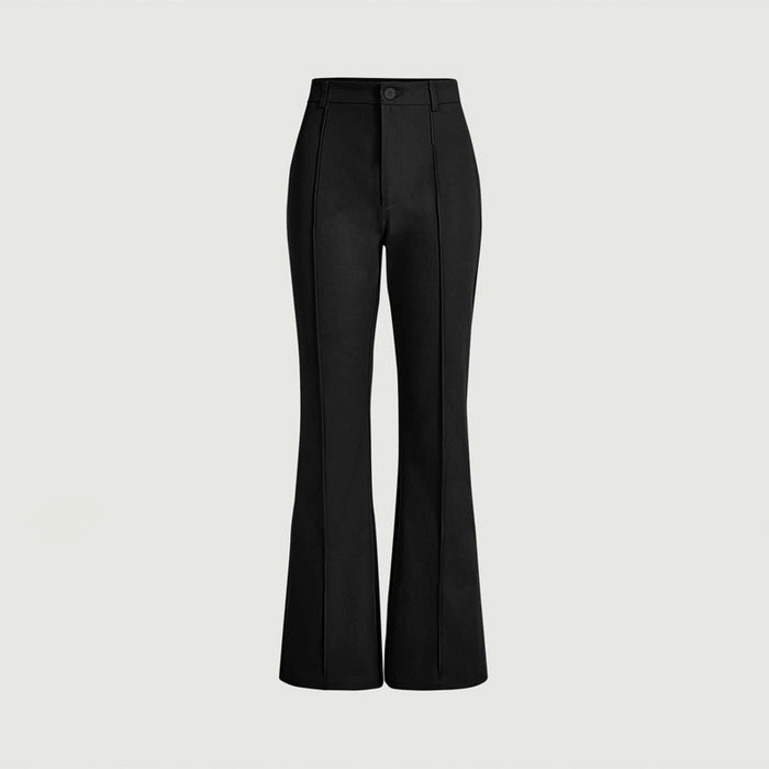 Plain High Waist Seam Detail Flare Leg Pants