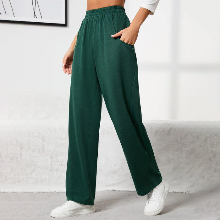 Solid Long Elastic Waist Loose Sweatpants