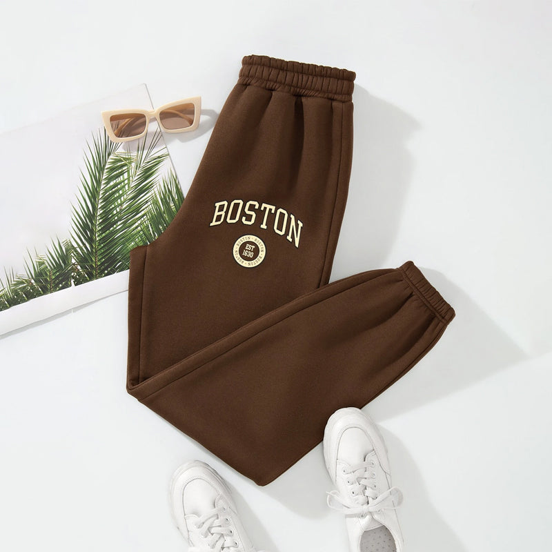 Letter Graphic Thermal Lined Sweatpants