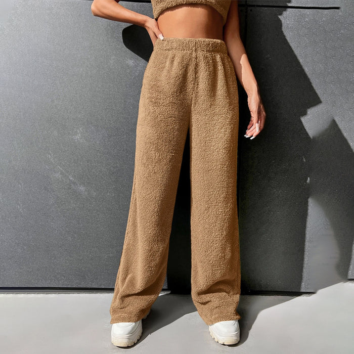 Fur High Waist Straight Leg Pants