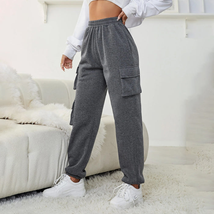 Flap Pocket Side Solid Sweatpants