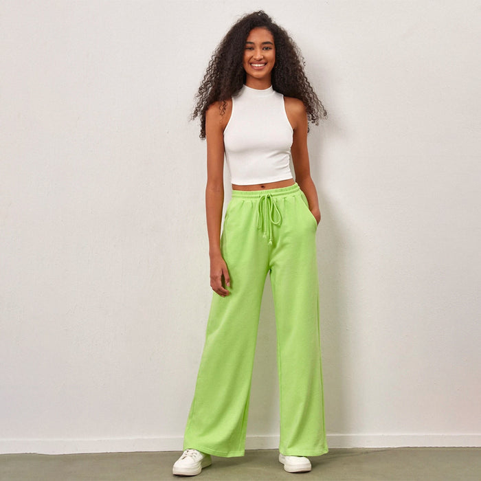 Wide Leg Drawstring Waist Pants