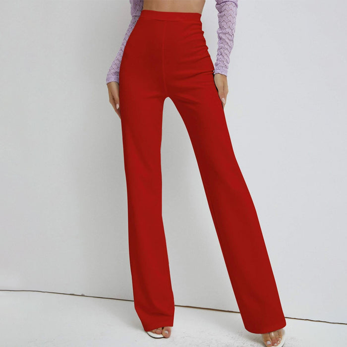 High Pearl Waist Straight Leg Pants