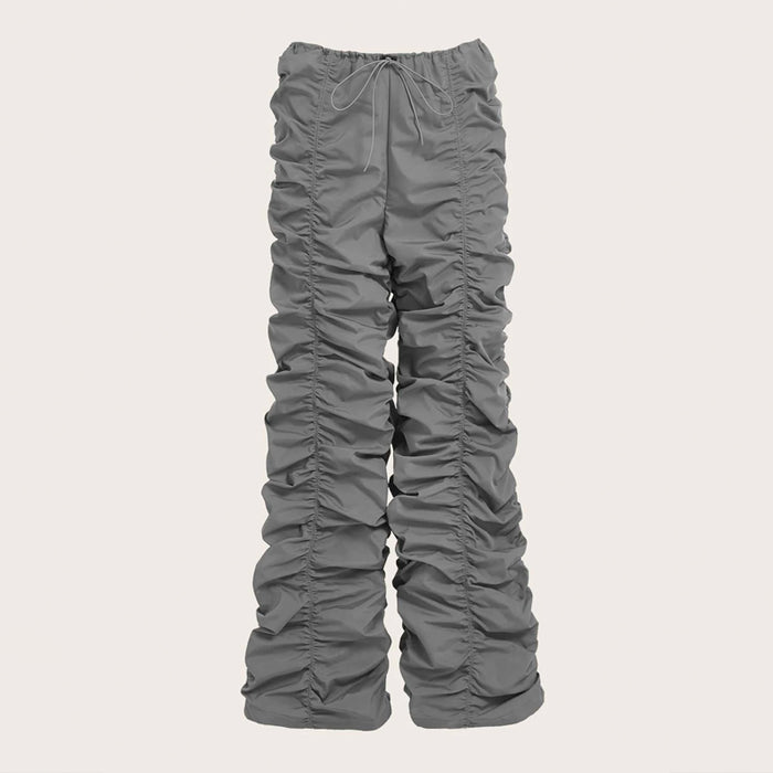 Drawstring Waist Ruched Parachute Pants