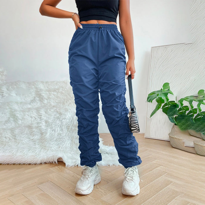 Drawstring Waist Solid Pants