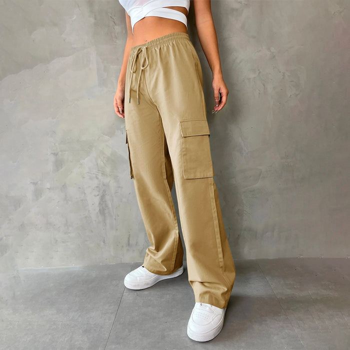 Flap Pocket Drawstring Waist Cargo Pants