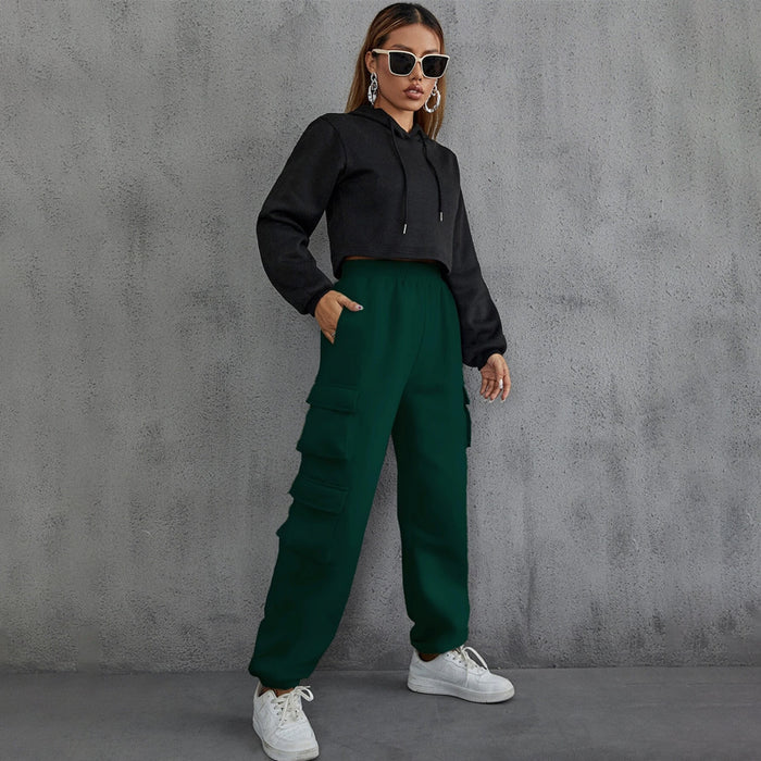 Flap Pocket Side Solid Sweatpants