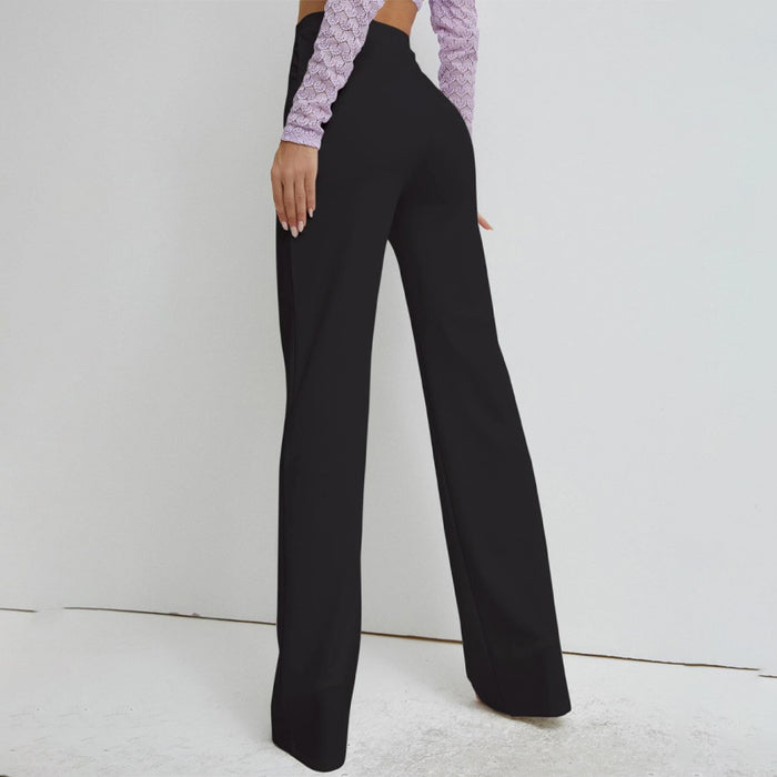 High Pearl Waist Straight Leg Pants