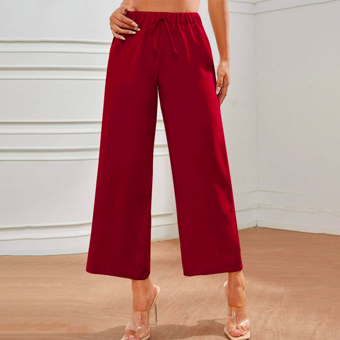 Petite High Waist Knot Front Wide Leg Pants