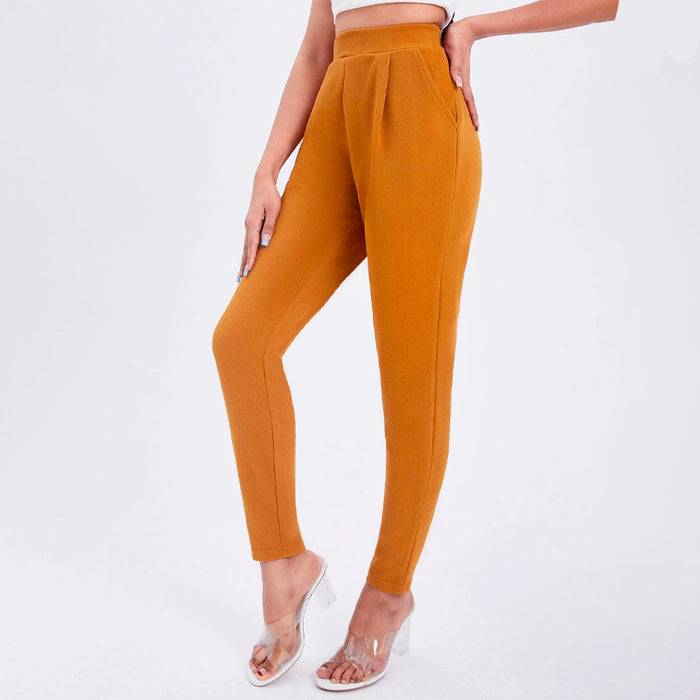 Solid Color Slant Pocket Skinny Pants