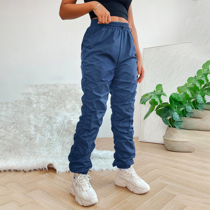 Drawstring Waist Solid Pants