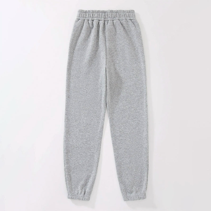 Letter Embroidery Elastic Waist Thermal Lined Sweatpants