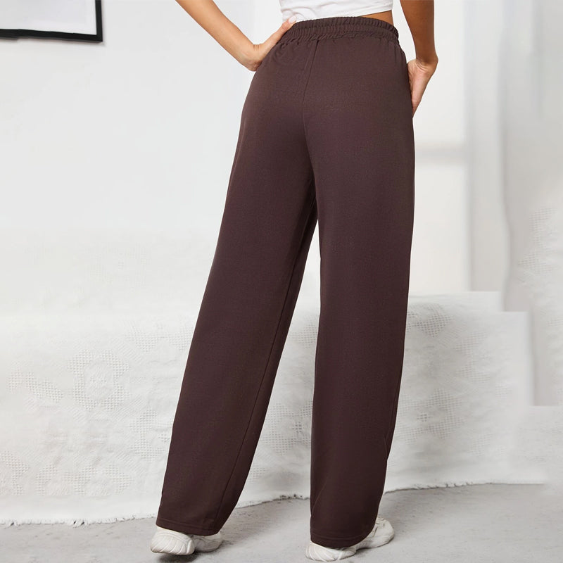 Solid Long Elastic Waist Loose Sweatpants