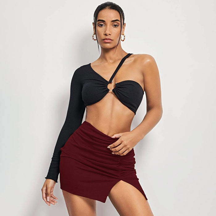 Easy Wear Front-Slit Mini Skirt