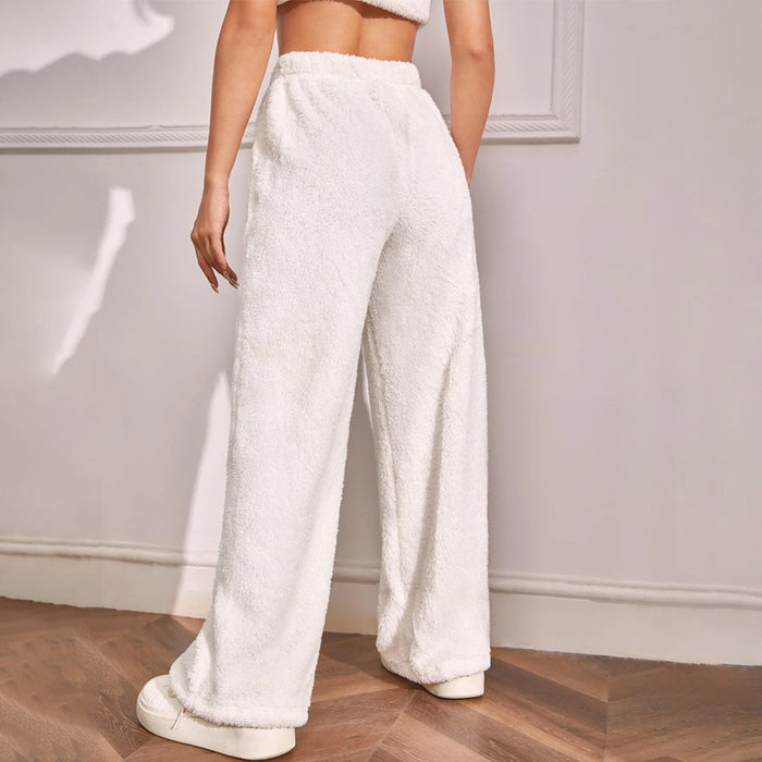 Fur High Waist Straight Leg Pants