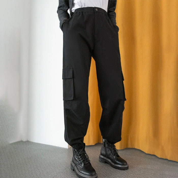 Solid Slant Pocket Cargo Pants