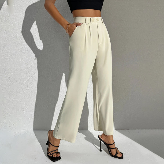 High Waist Plicated Detail Casual Pants