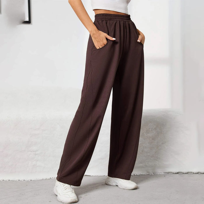 Solid Long Elastic Waist Loose Sweatpants