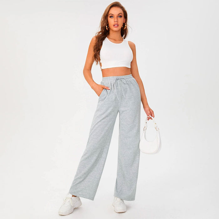 Loose Drawstring Waist Wide Leg Sweatpants