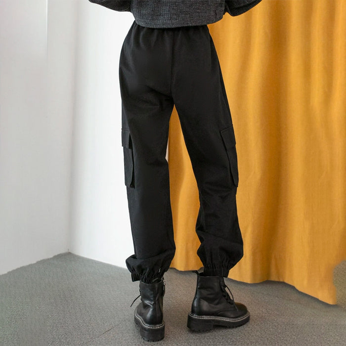 Solid Slant Pocket Cargo Pants