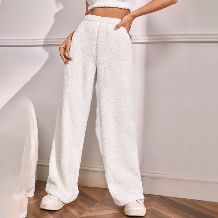 Fur High Waist Straight Leg Pants