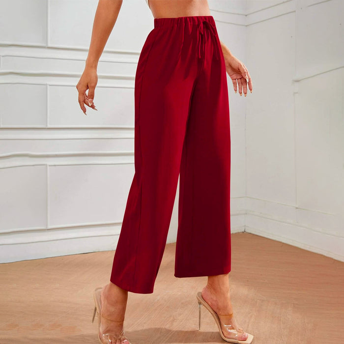 Petite High Waist Knot Front Wide Leg Pants