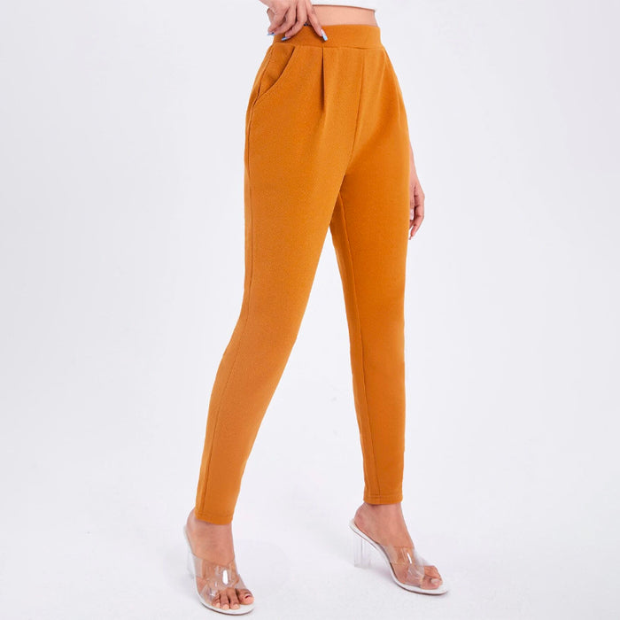 Solid Color Slant Pocket Skinny Pants