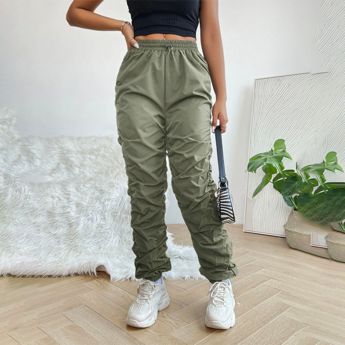 Drawstring Waist Solid Pants