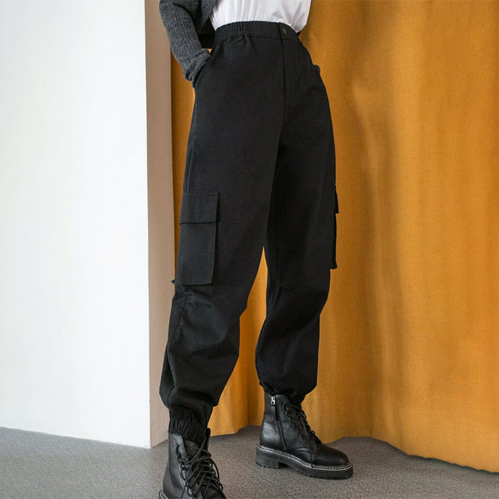 Solid Slant Pocket Cargo Pants