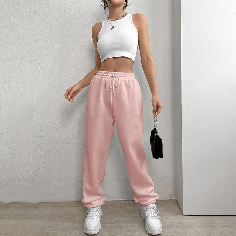 Letter Patched Drawstring Waist Sweatpants