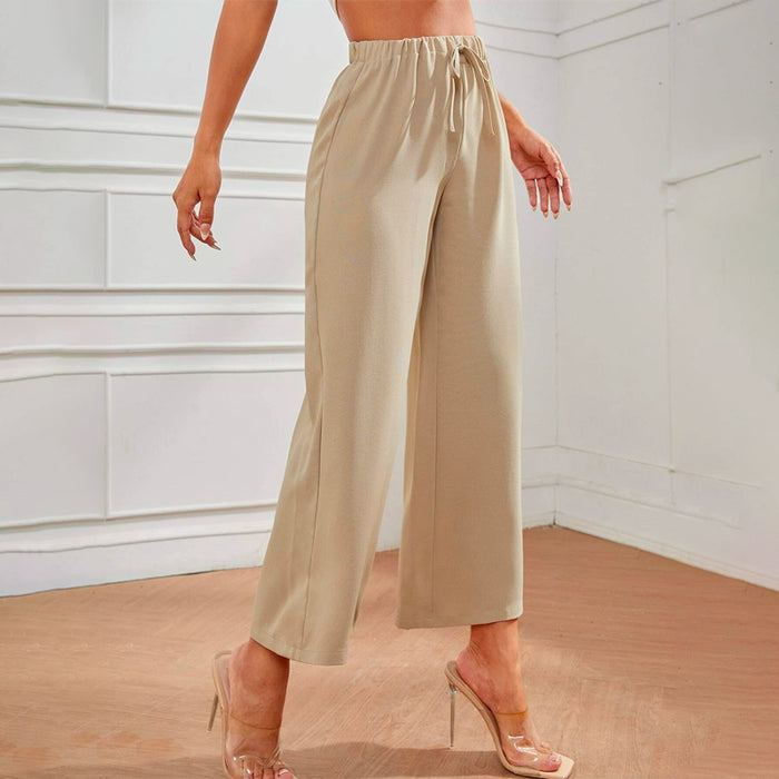 Petite High Waist Knot Front Wide Leg Pants