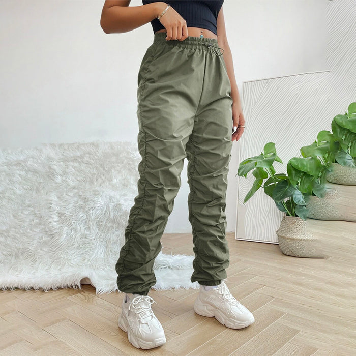 Drawstring Waist Solid Pants