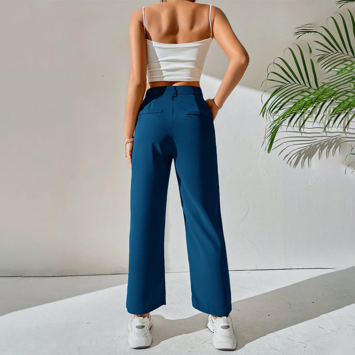 High Waist Plicated Detail Casual Pants