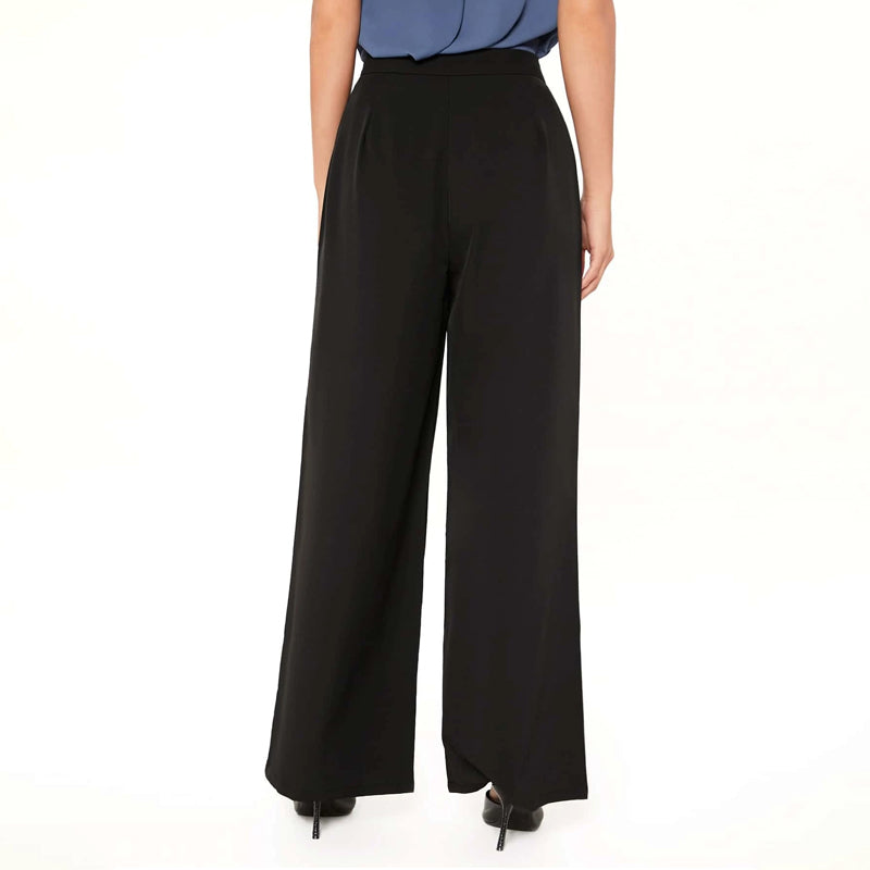 Zipper Fly Fold Pleated Palazzo Pants