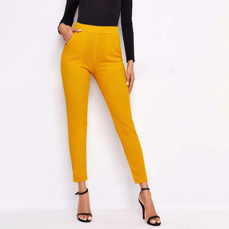 Casual High-Rise Vented Ankle Cut Pants
