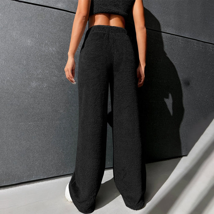 Fur High Waist Straight Leg Pants