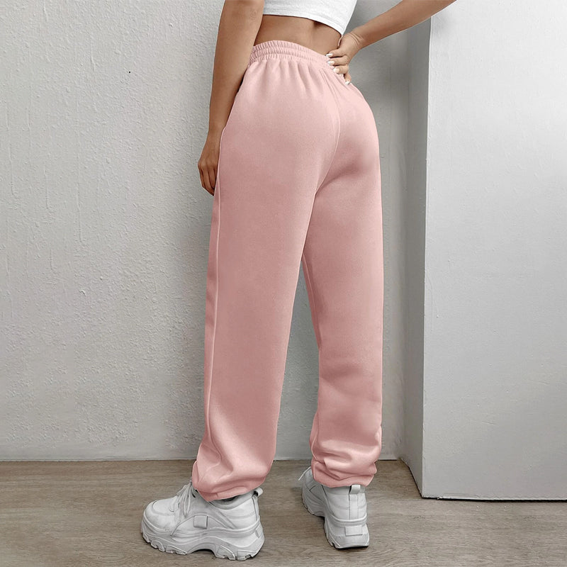 Letter Patched Drawstring Waist Sweatpants