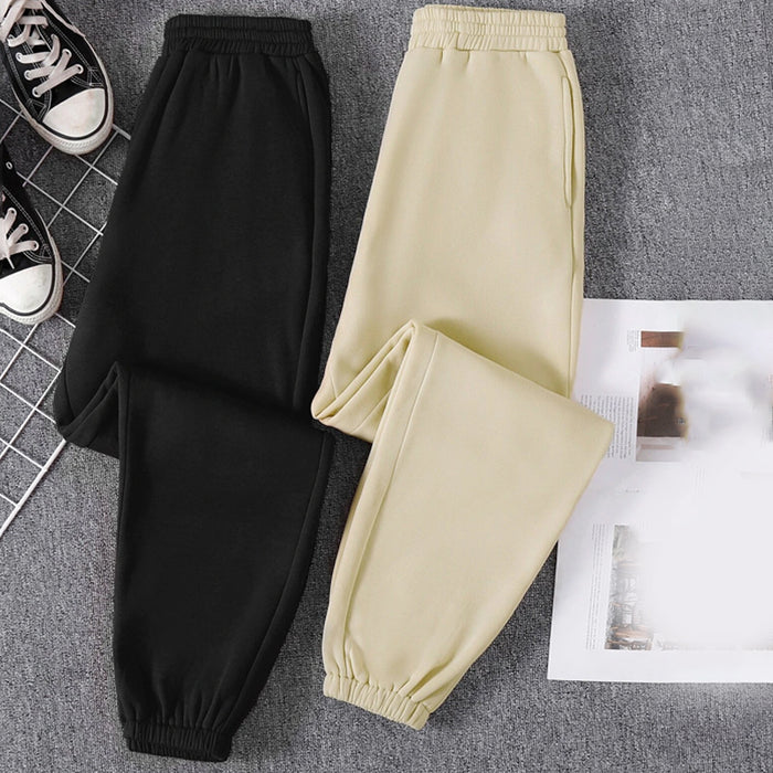 Pack Of 2 Solid Elastic Waist Thermal Sweatpants