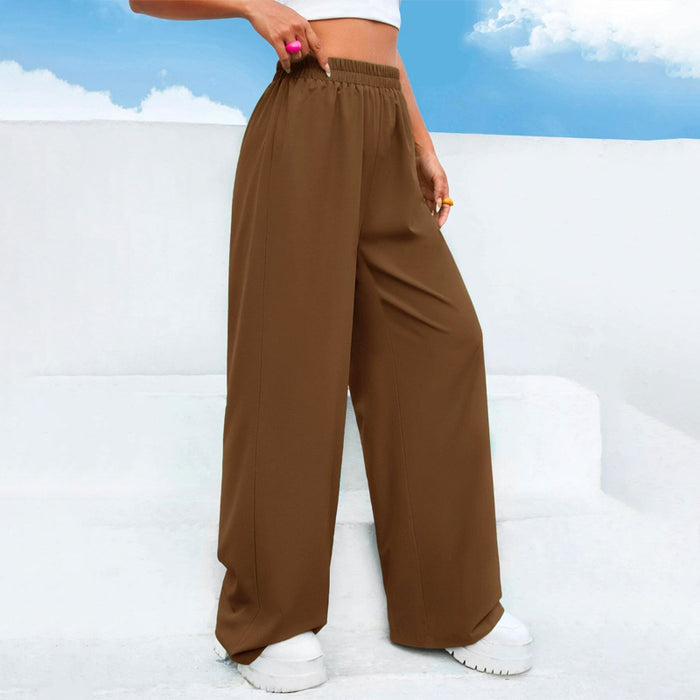 Easy Wear High Waist Solid Wide Leg Pants