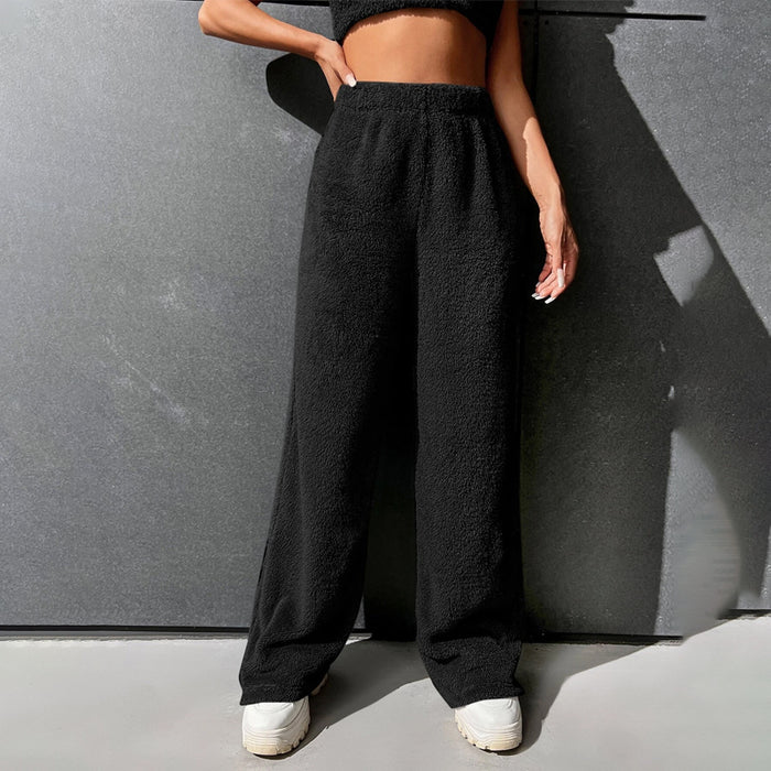 Fur High Waist Straight Leg Pants