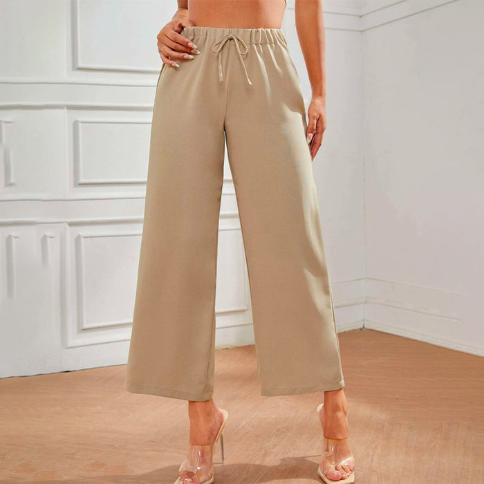 Petite High Waist Knot Front Wide Leg Pants