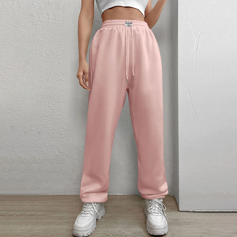 Letter Patched Drawstring Waist Sweatpants