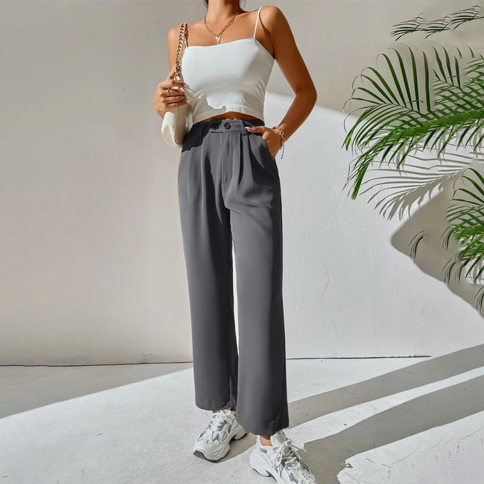 High Waist Plicated Detail Casual Pants