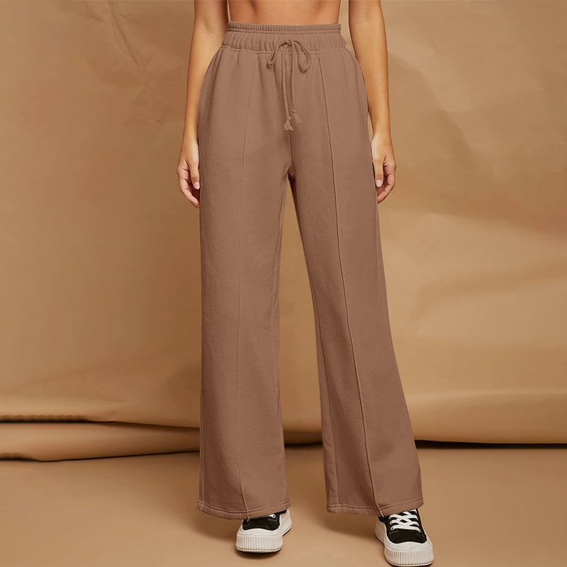 Easy Wear Solid Drawstring Waist Sweatpants