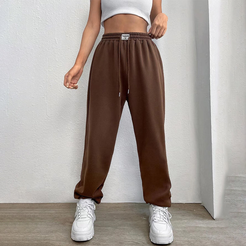 Letter Patched Drawstring Waist Sweatpants