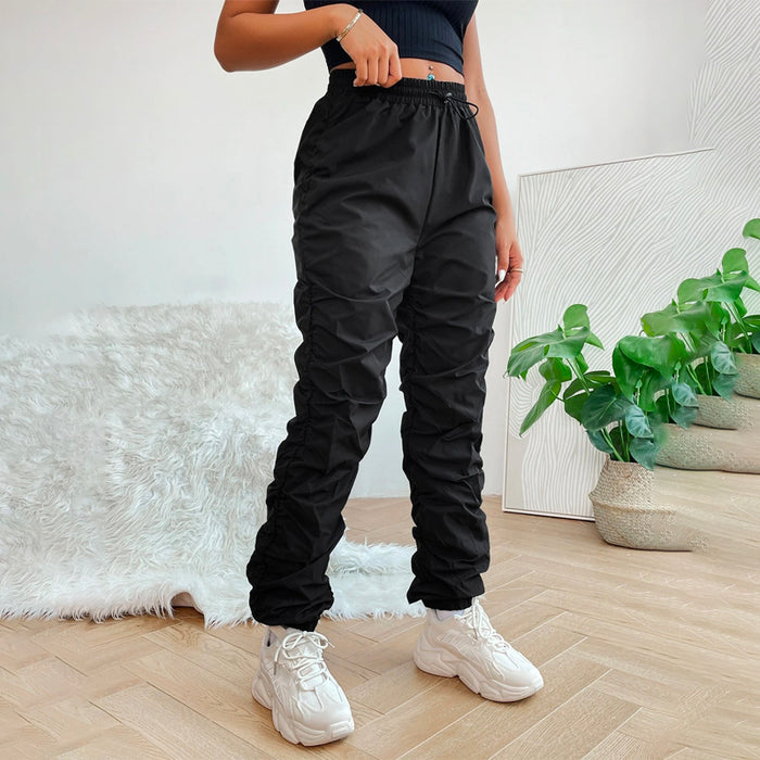 Drawstring Waist Solid Pants